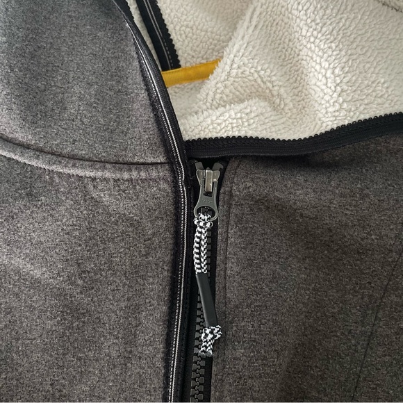 Lole Asymmetrical Zip Front Gray Fleece Light Hooded Jacket - Picture 9 of 15